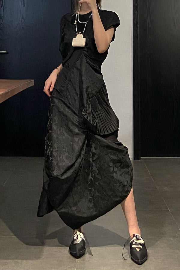 CAROLINE HU SS21DM01BK round neck lace dress